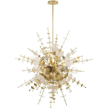 Brass Twelve Light Metal Dimmable Chandelier With Shades HomeRoots