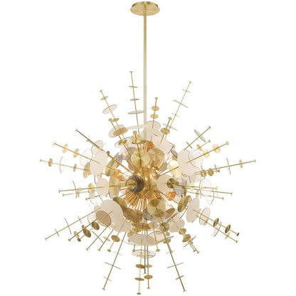Brass Twelve Light Metal Dimmable Chandelier With Shades HomeRoots
