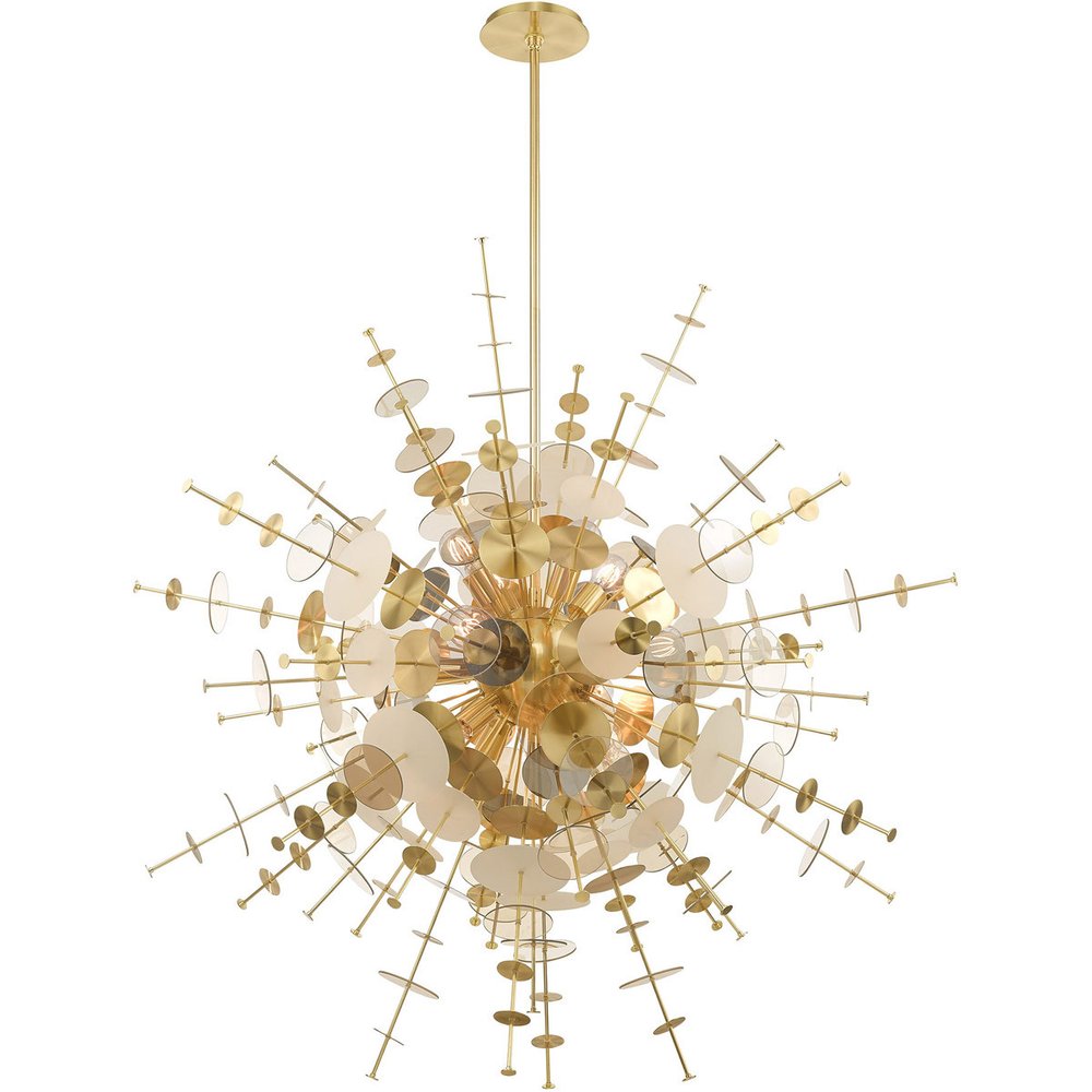 Brass Twelve Light Metal Dimmable Chandelier With Shades HomeRoots