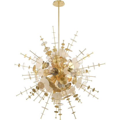 Brass Twelve Light Metal Dimmable Chandelier With Shades HomeRoots
