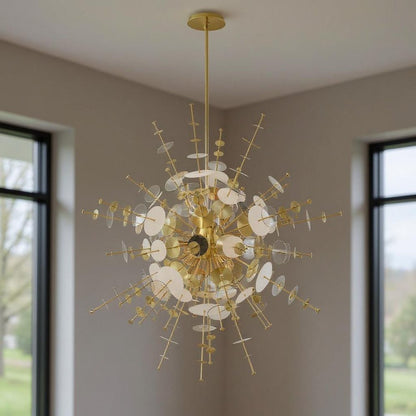 Brass Twelve Light Metal Dimmable Chandelier With Shades HomeRoots