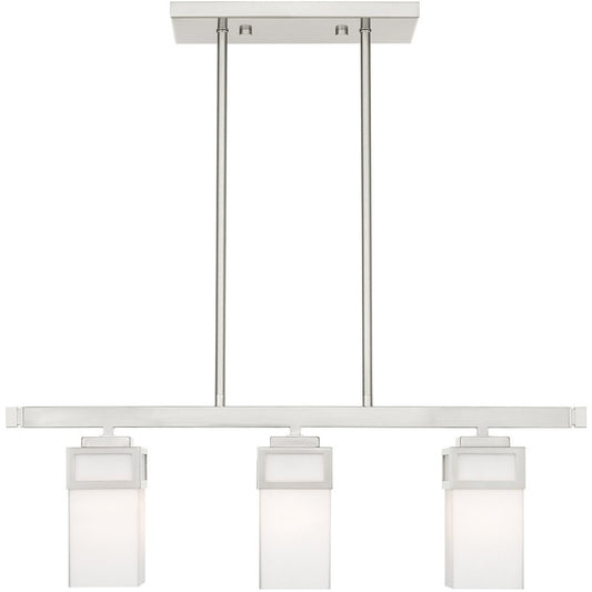 Nickel Three Light Metal Dimmable Chandelier With Shades HomeRoots