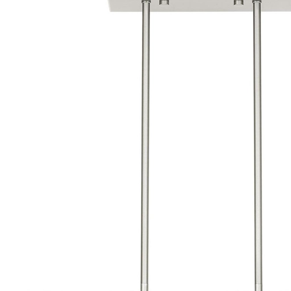 Nickel Three Light Metal Dimmable Chandelier With Shades HomeRoots