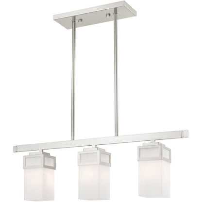 Nickel Three Light Metal Dimmable Chandelier With Shades HomeRoots