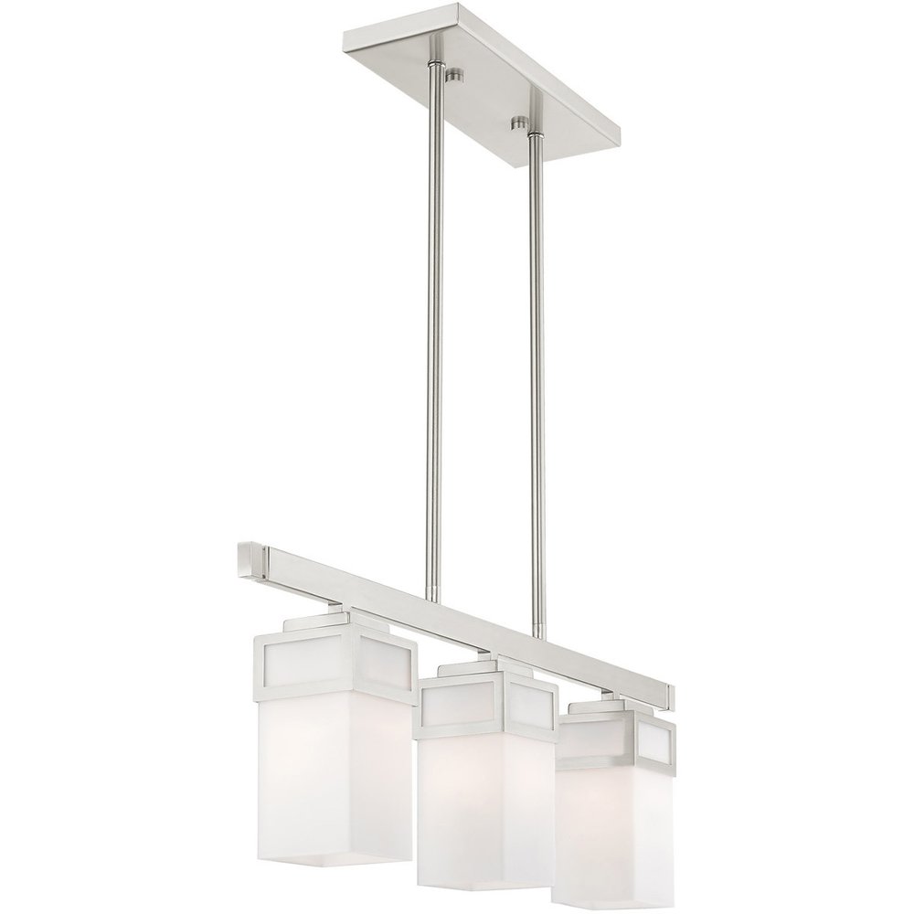 Nickel Three Light Metal Dimmable Chandelier With Shades HomeRoots