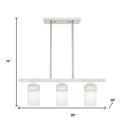 Nickel Three Light Metal Dimmable Chandelier With Shades HomeRoots