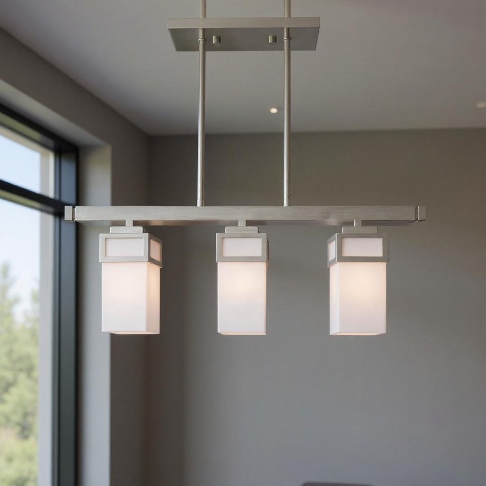 Nickel Three Light Metal Dimmable Chandelier With Shades HomeRoots