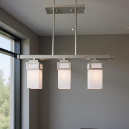 Nickel Three Light Metal Dimmable Chandelier With Shades HomeRoots