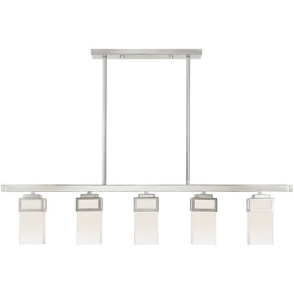 Nickel Five Light Metal Dimmable Chandelier With Shades HomeRoots