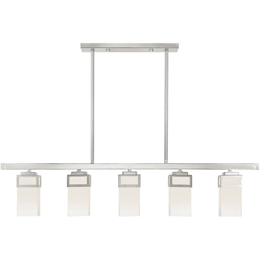 Nickel Five Light Metal Dimmable Chandelier With Shades HomeRoots