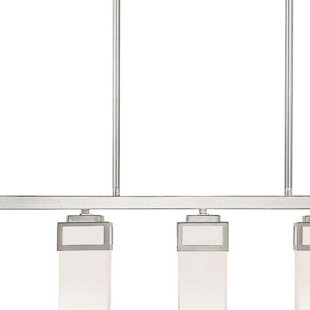 Nickel Five Light Metal Dimmable Chandelier With Shades HomeRoots