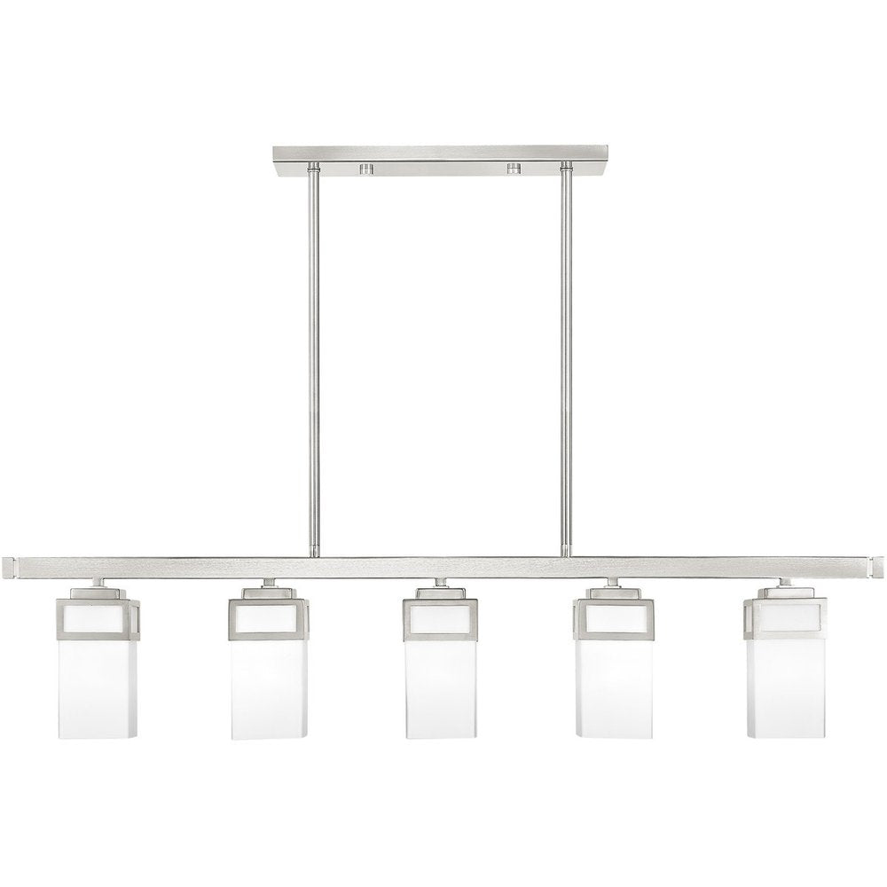 Nickel Five Light Metal Dimmable Chandelier With Shades HomeRoots