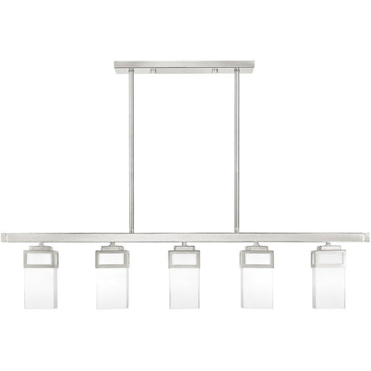 Nickel Five Light Metal Dimmable Chandelier With Shades HomeRoots