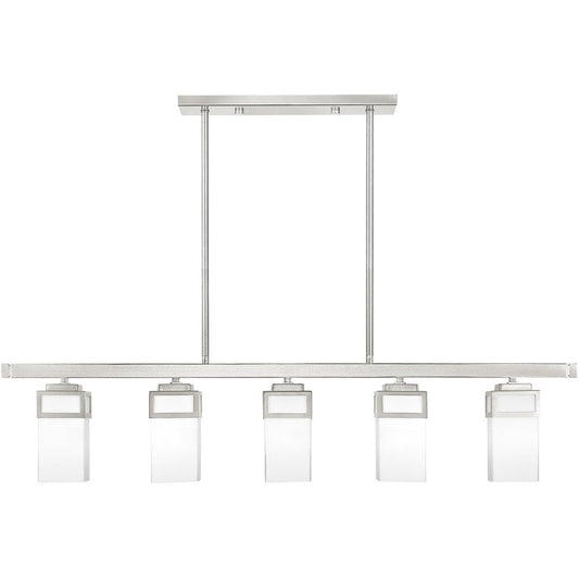 Nickel Five Light Metal Dimmable Chandelier With Shades HomeRoots