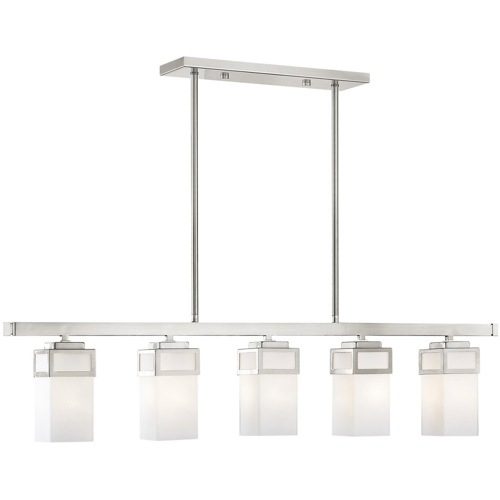 Nickel Five Light Metal Dimmable Chandelier With Shades HomeRoots