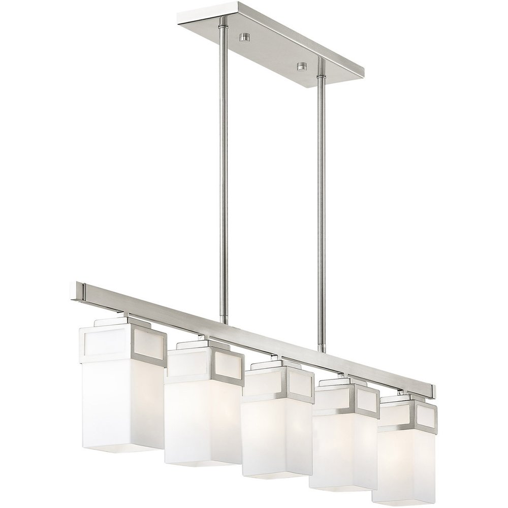 Nickel Five Light Metal Dimmable Chandelier With Shades HomeRoots