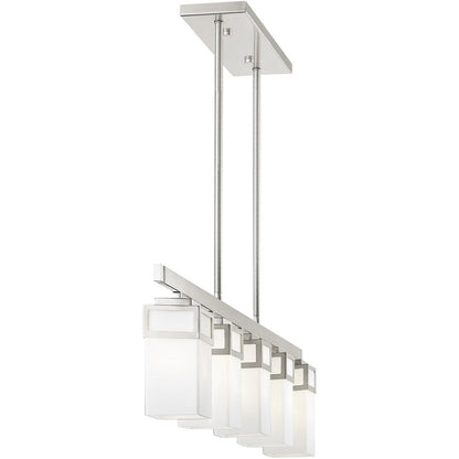 Nickel Five Light Metal Dimmable Chandelier With Shades HomeRoots