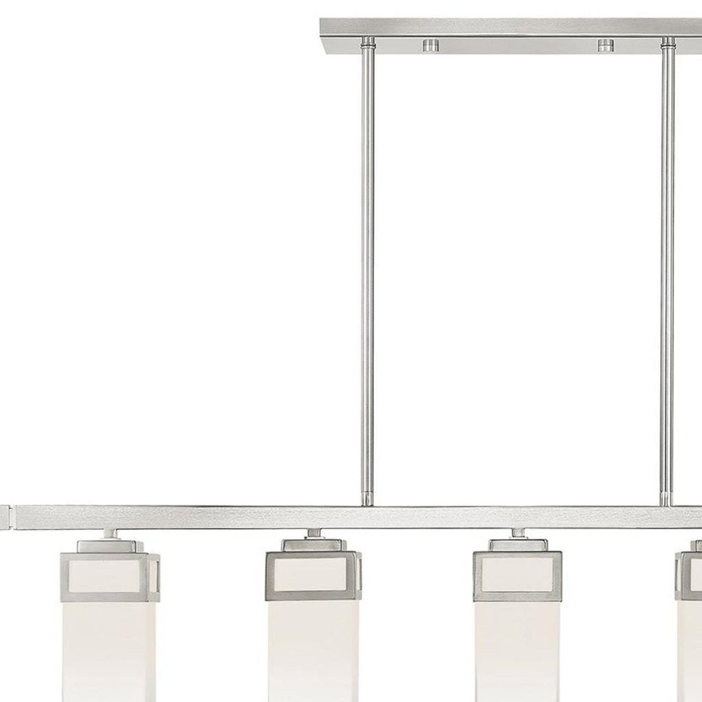 Nickel Five Light Metal Dimmable Chandelier With Shades HomeRoots