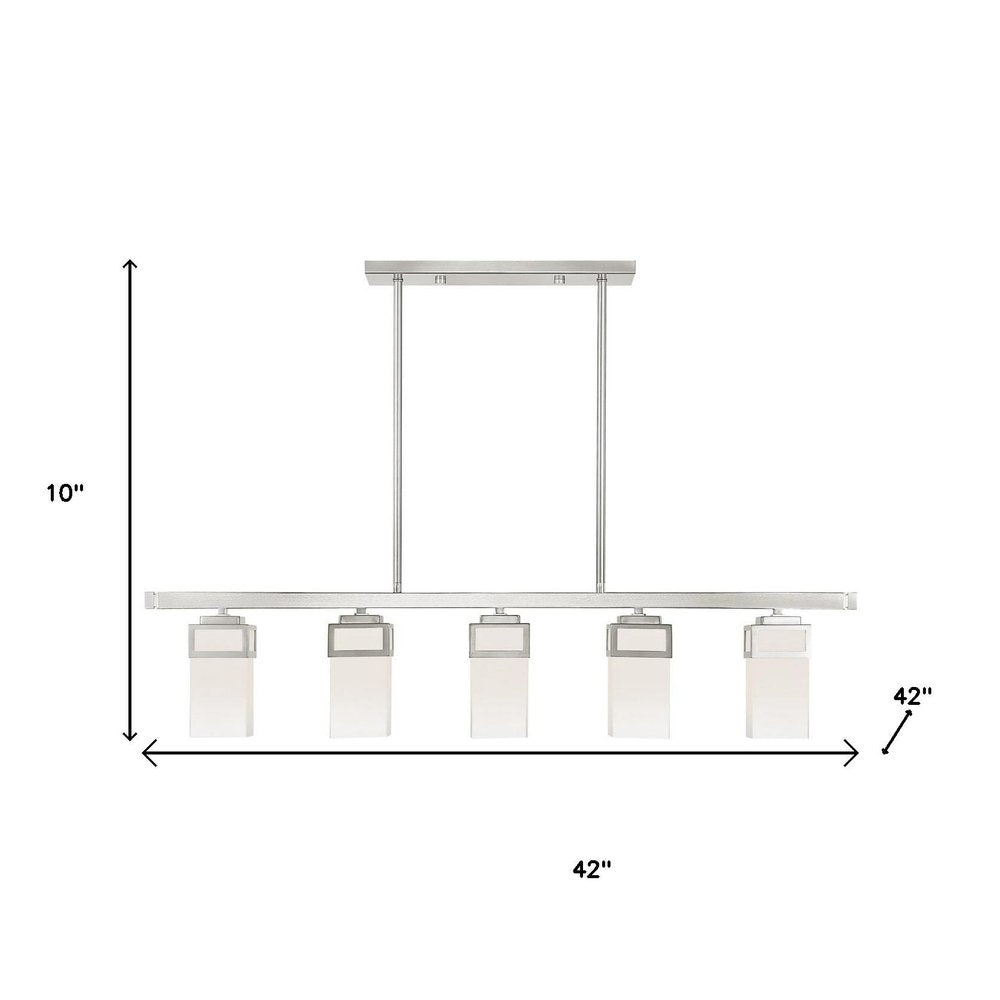 Nickel Five Light Metal Dimmable Chandelier With Shades HomeRoots