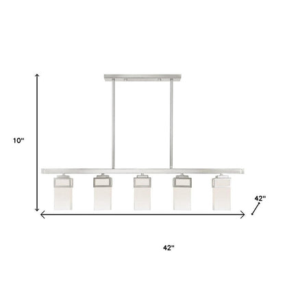 Nickel Five Light Metal Dimmable Chandelier With Shades HomeRoots