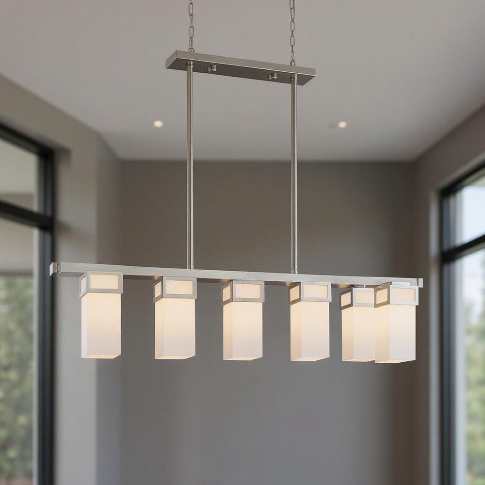 Nickel Five Light Metal Dimmable Chandelier With Shades HomeRoots
