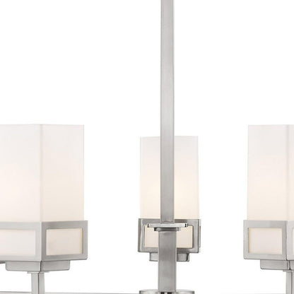 Nickel Five Light Metal Dimmable Chandelier With Shades HomeRoots