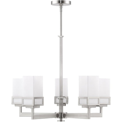 Nickel Five Light Metal Dimmable Chandelier With Shades HomeRoots
