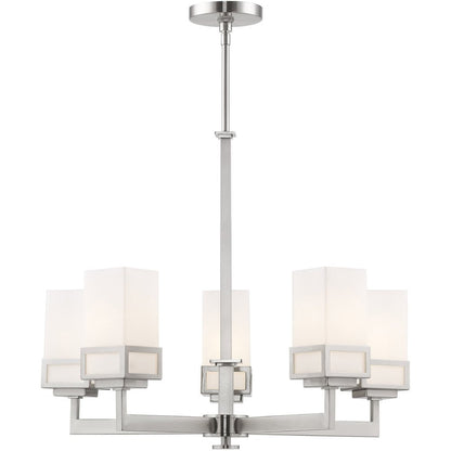 Nickel Five Light Metal Dimmable Chandelier With Shades HomeRoots