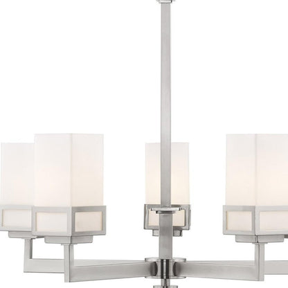 Nickel Five Light Metal Dimmable Chandelier With Shades HomeRoots