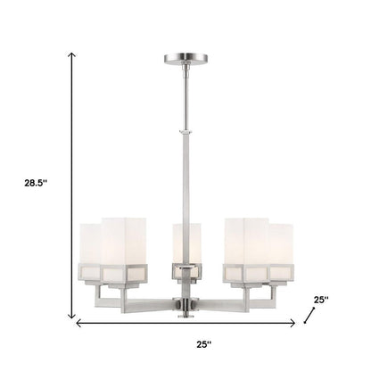 Nickel Five Light Metal Dimmable Chandelier With Shades HomeRoots