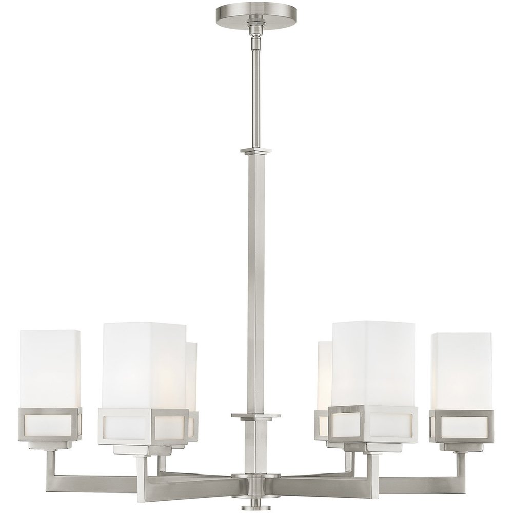 Nickel Six Light Metal Dimmable Chandelier With Shades HomeRoots