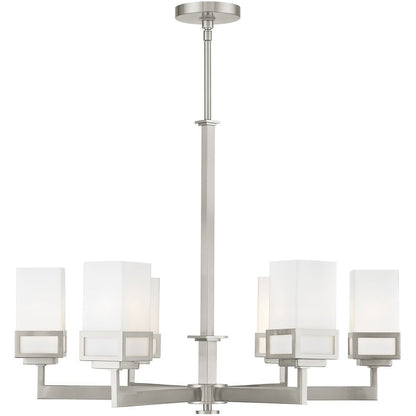 Nickel Six Light Metal Dimmable Chandelier With Shades HomeRoots