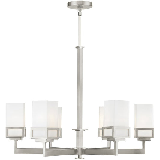 Nickel Six Light Metal Dimmable Chandelier With Shades HomeRoots