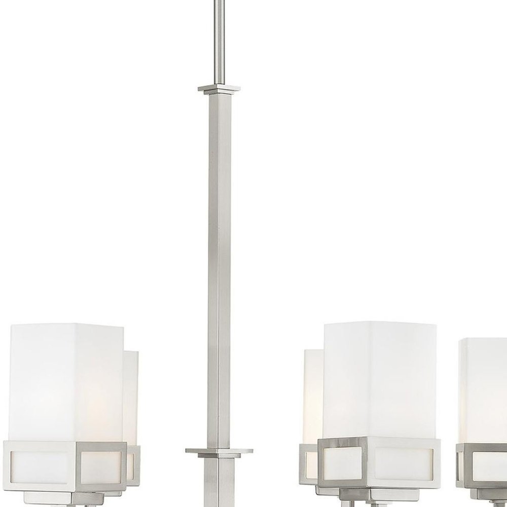 Nickel Six Light Metal Dimmable Chandelier With Shades HomeRoots