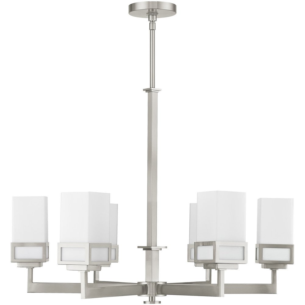 Nickel Six Light Metal Dimmable Chandelier With Shades HomeRoots
