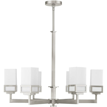 Nickel Six Light Metal Dimmable Chandelier With Shades HomeRoots