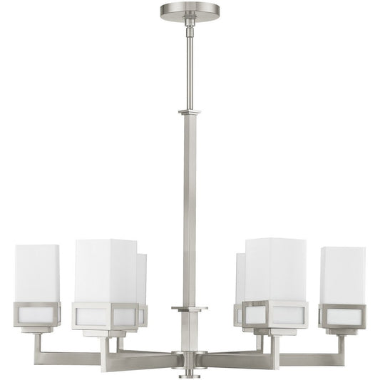 Nickel Six Light Metal Dimmable Chandelier With Shades HomeRoots