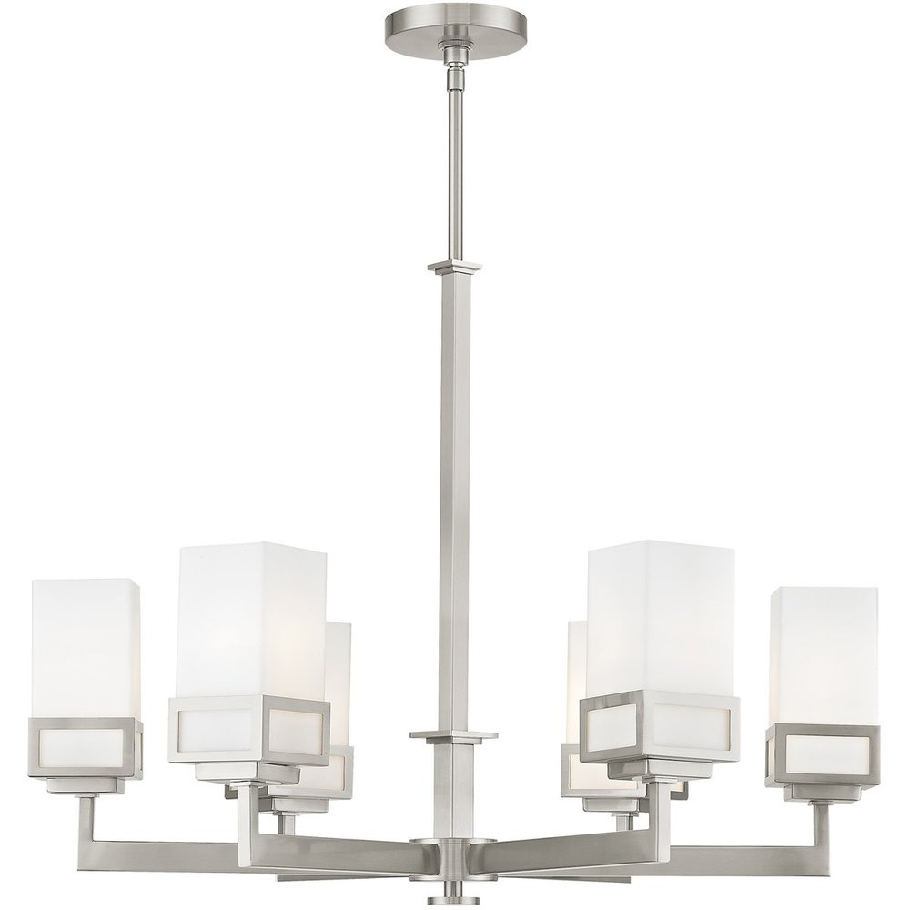 Nickel Six Light Metal Dimmable Chandelier With Shades HomeRoots