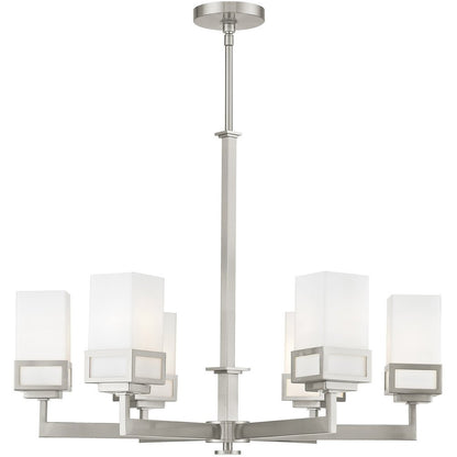 Nickel Six Light Metal Dimmable Chandelier With Shades HomeRoots