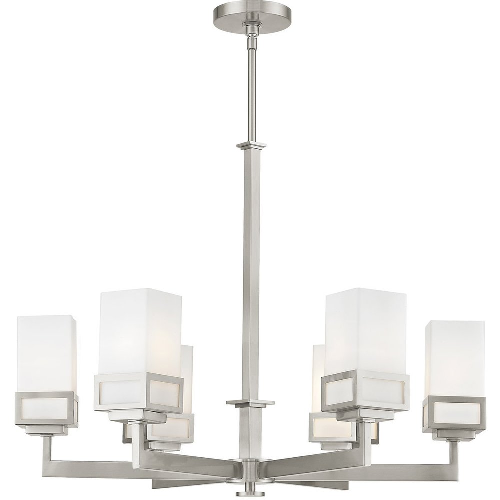 Nickel Six Light Metal Dimmable Chandelier With Shades HomeRoots