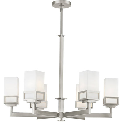 Nickel Six Light Metal Dimmable Chandelier With Shades HomeRoots