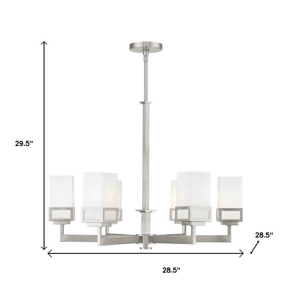 Nickel Six Light Metal Dimmable Chandelier With Shades HomeRoots