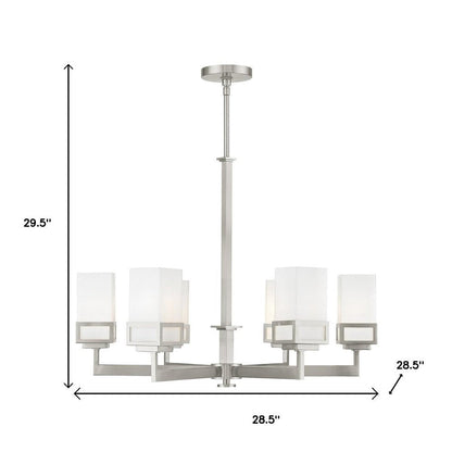 Nickel Six Light Metal Dimmable Chandelier With Shades HomeRoots