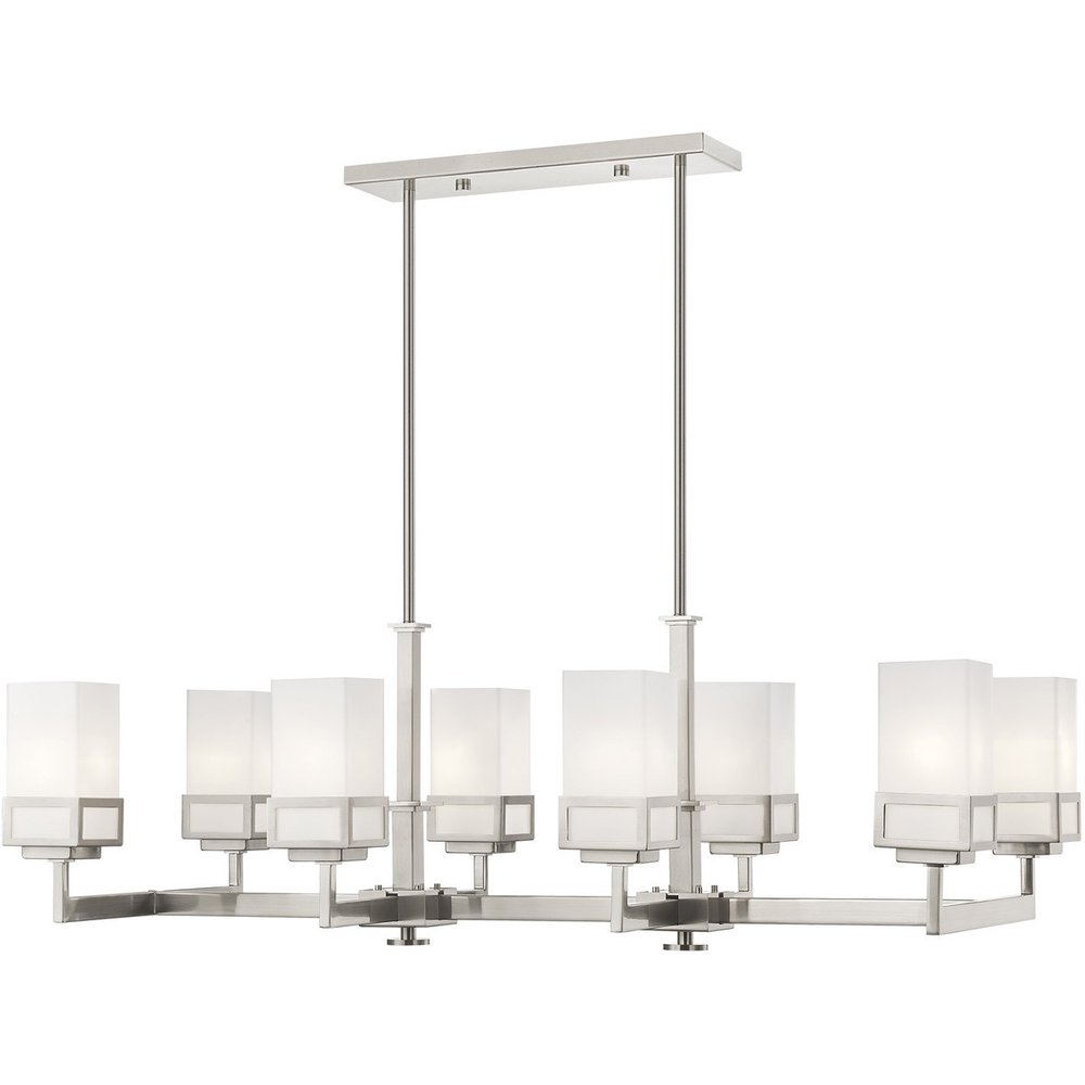 Nickel Eight Light Metal Dimmable Chandelier With Shades HomeRoots