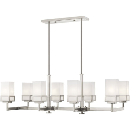 Nickel Eight Light Metal Dimmable Chandelier With Shades HomeRoots