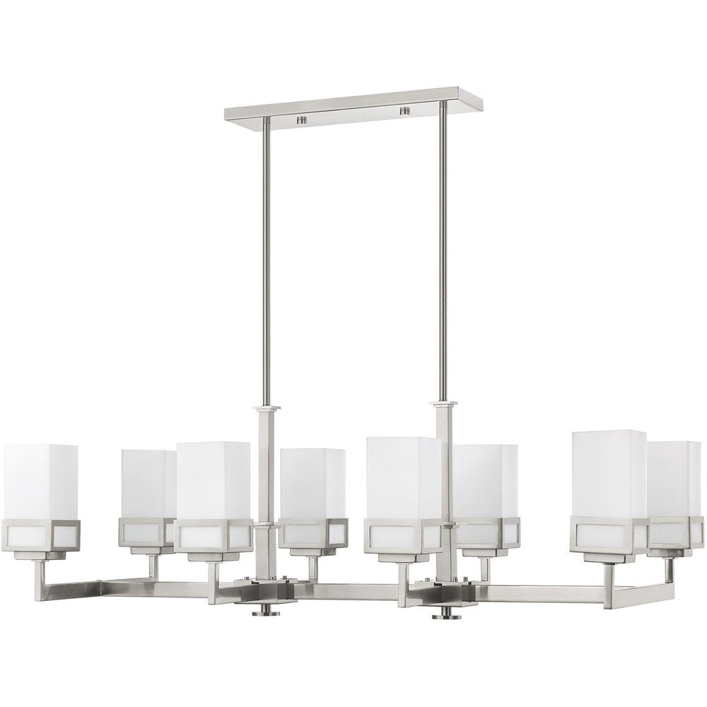 Nickel Eight Light Metal Dimmable Chandelier With Shades HomeRoots