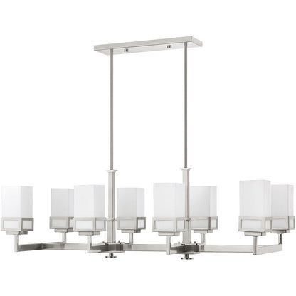 Nickel Eight Light Metal Dimmable Chandelier With Shades HomeRoots