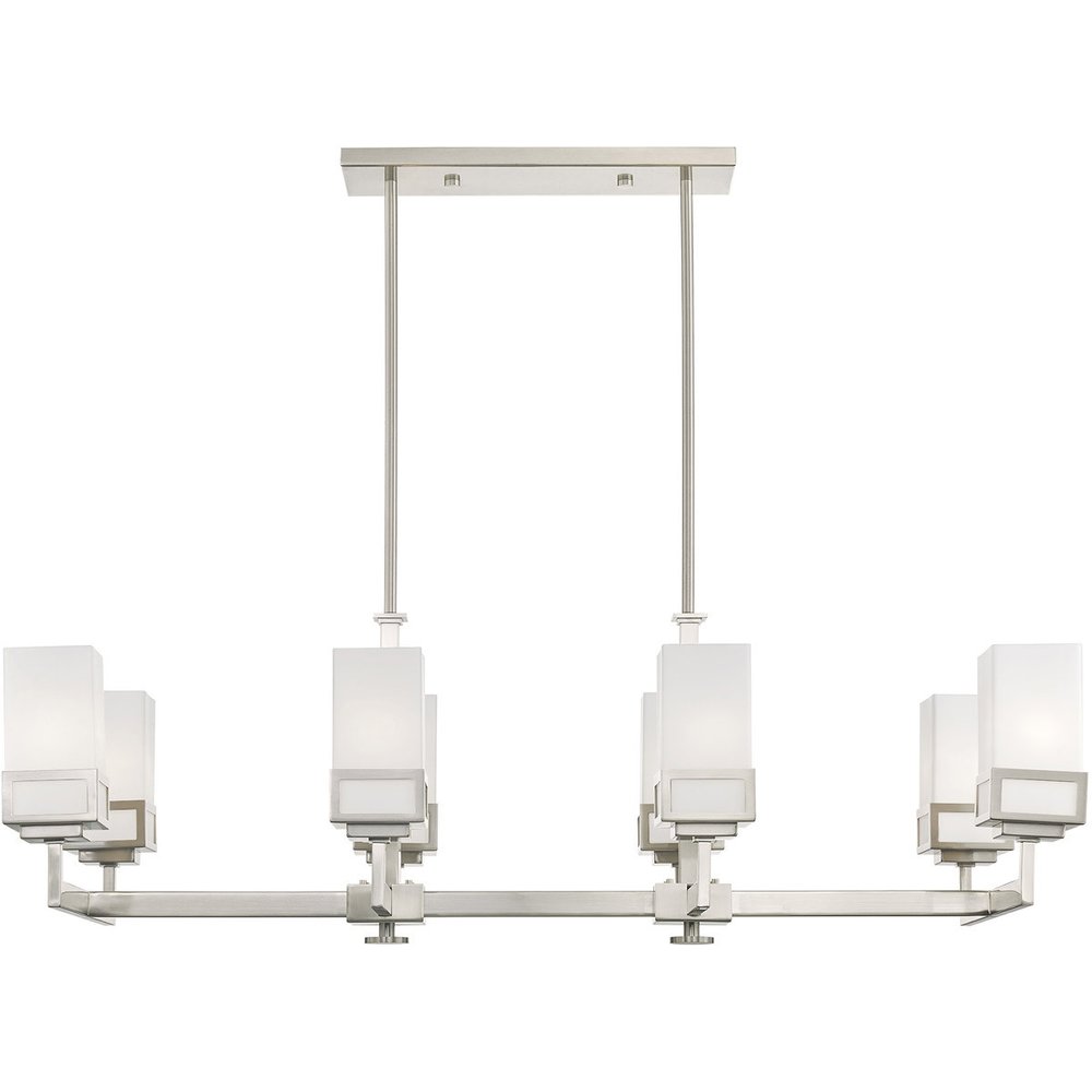 Nickel Eight Light Metal Dimmable Chandelier With Shades HomeRoots