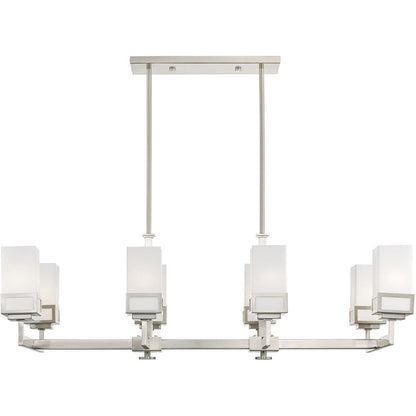 Nickel Eight Light Metal Dimmable Chandelier With Shades HomeRoots