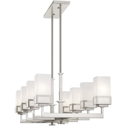 Nickel Eight Light Metal Dimmable Chandelier With Shades HomeRoots